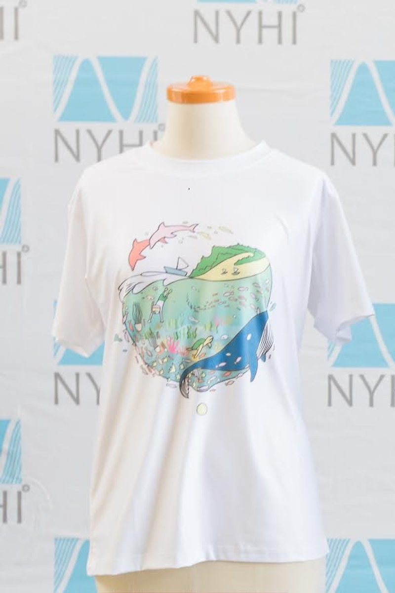 【NYHI】原创设计TEE-铜奖作品 宝特瓶回收环保纤维织品 - 中性连帽卫衣/T 恤 - 环保材料 白色