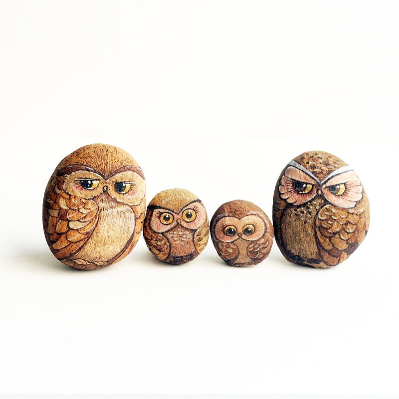 Owl family. - 其他 - 石头 咖啡色