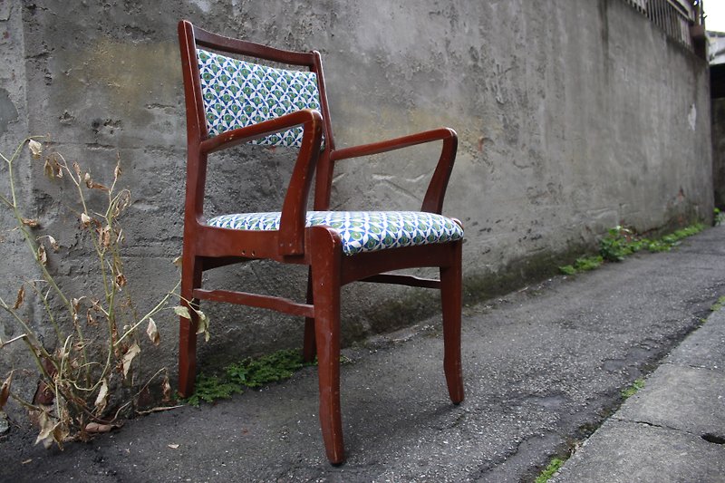旧椅新生 木制古样式日风图纹布面扶手椅 - 椅子/沙发 - 木头 绿色