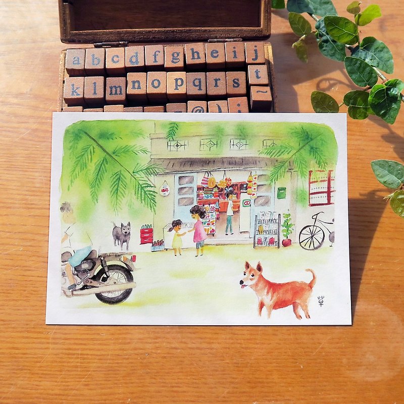 台湾风情系列-老杂货店与小黑、小黄 明信片 - 卡片/明信片 - 纸 