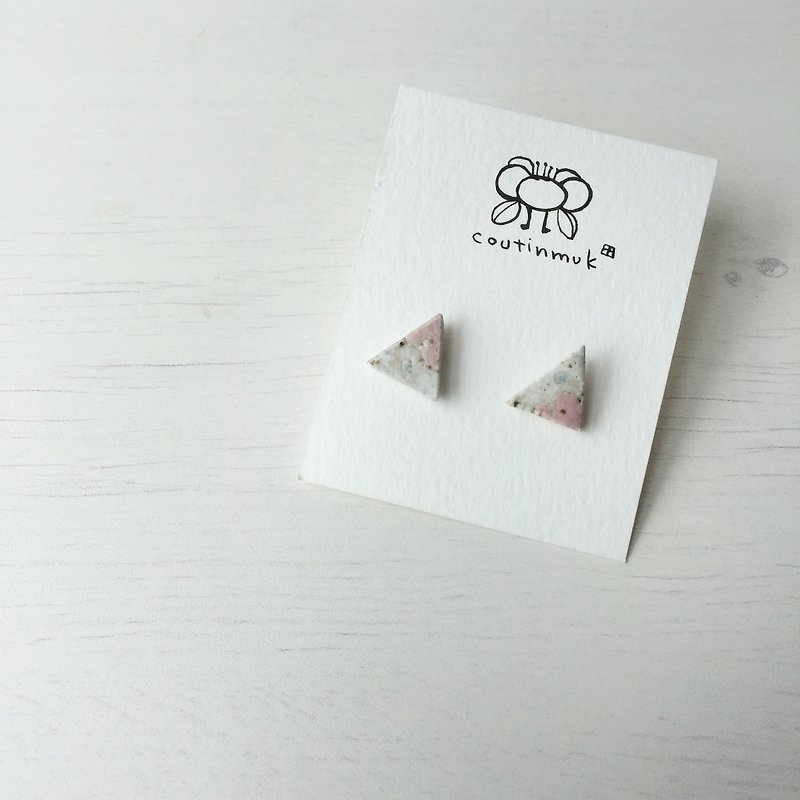 几何耳环 三角形 - 耳环/耳夹 - 陶 白色