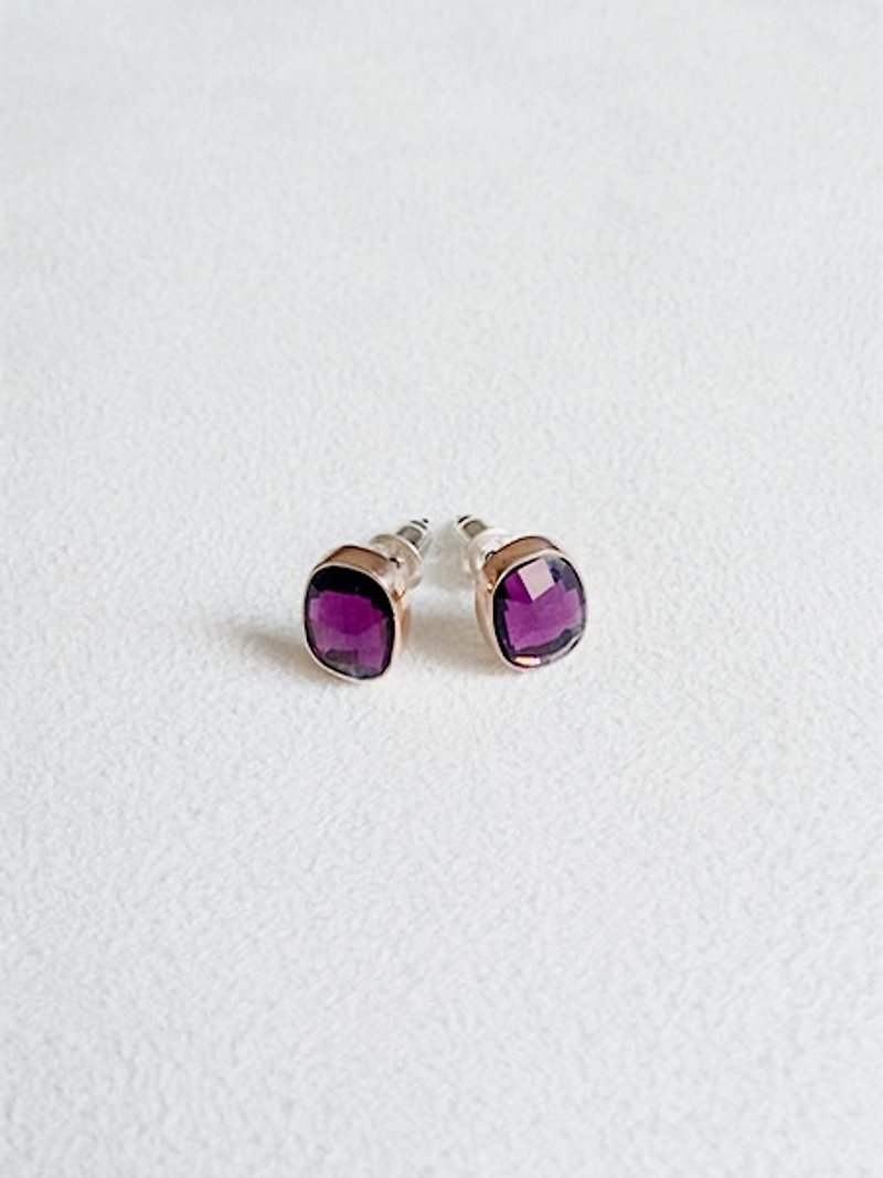 椭圆 耳环 紫 925纯银 - 耳环/耳夹 - 纯银 紫色