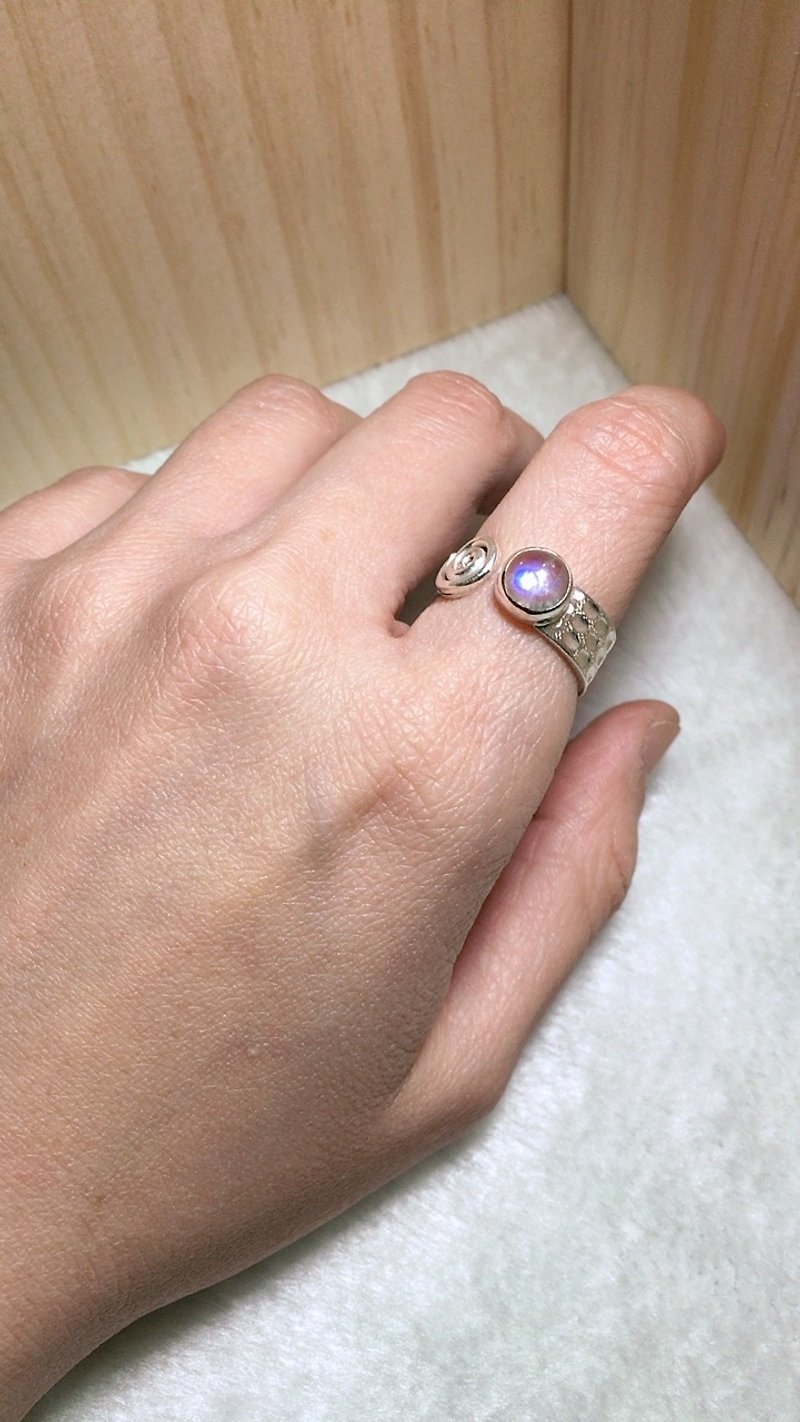 月光石 戒指 尼泊尔 手工制 925纯银材质 - 戒指 - 宝石 