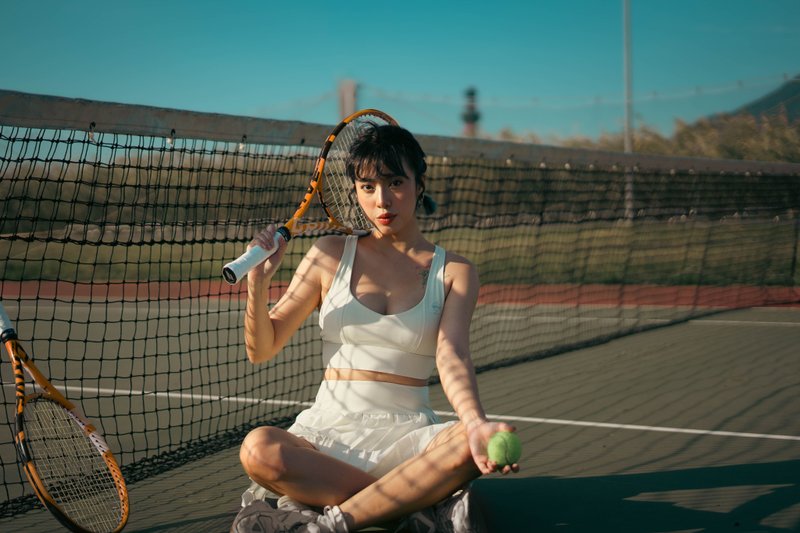 显瘦款高弹性快干Tennis Skirt_米白 - 女装运动裤 - 聚酯纤维 白色