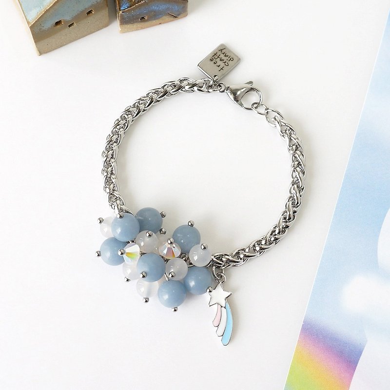 天使石和白玛瑙之梦幻泡泡手链 - 手链/手环 - 水晶 蓝色