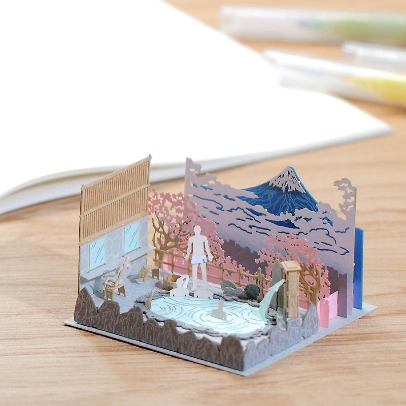 富士山温泉旅馆  FingerART纸艺术模型 连展示盒 日本文化系列 - 木工/竹艺/纸艺 - 其他材质 红色