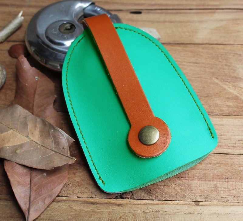 Key Case - Home (Pastel Green) / Key Holder / Key Ring / Key Bag (Genuine Cow Leather) - 钥匙链/钥匙包 - 真皮 