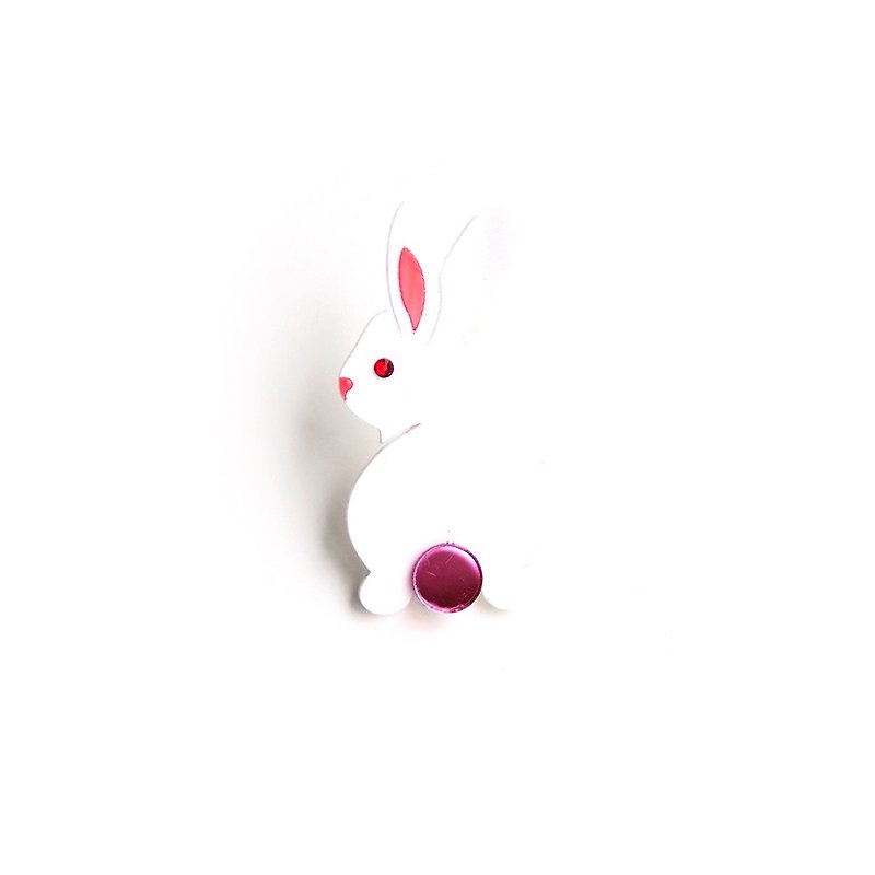兔兔胸针 - 胸针 - 压克力 白色