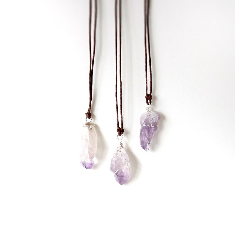 天然紫水晶颈绳／项链，二月份生日石 - 项链 - 宝石 紫色