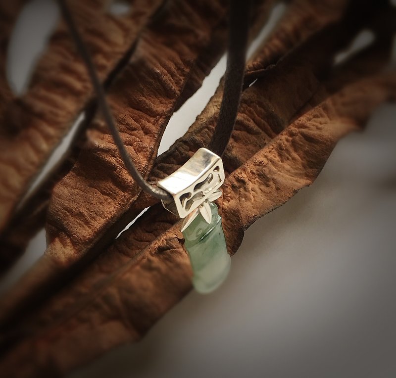 【竹君子】冰种飘花翡翠/缅甸玉-竹节个性颈链 - 项链 - 宝石 绿色
