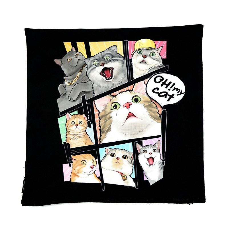 Oh my cat ! pillow case New arrival Gift New Year - 枕头/抱枕 - 棉．麻 黑色