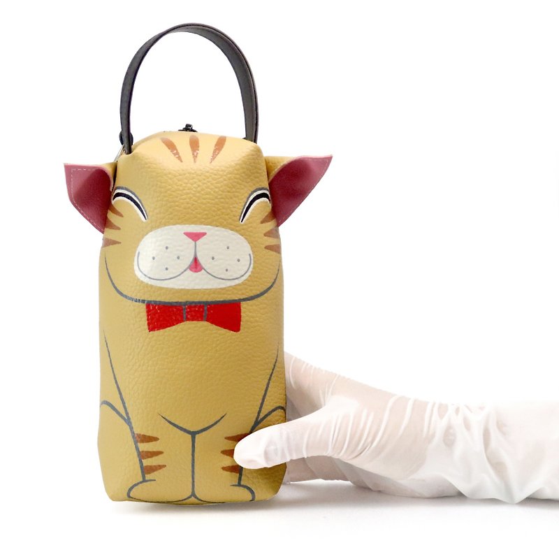 【雙11折扣】Orange cat pencil pouch bag,make up case, handmade bag for every day esse - 其他 - 人造皮革 橘色