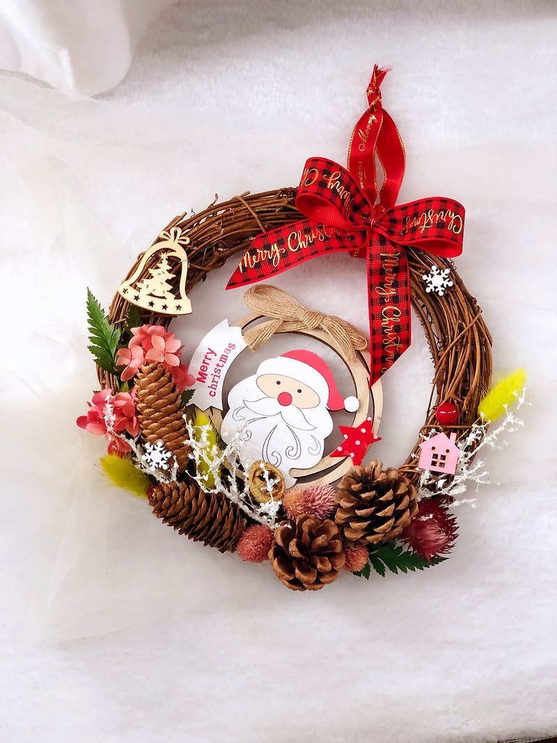 【圣诞礼盒】圣诞老人圣诞花圈花环/挂饰 - 干燥花/捧花 - 植物．花 白色