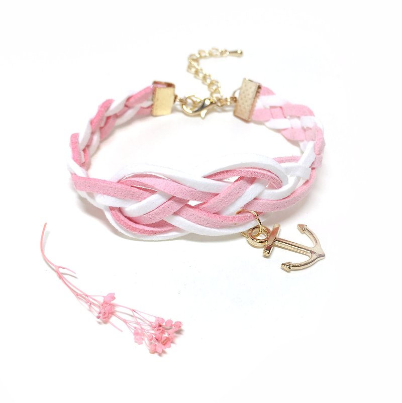 水手结 手工编织 手环 淡金色系列-浪漫粉 限量  - 手链/手环 - 其他材质 粉红色