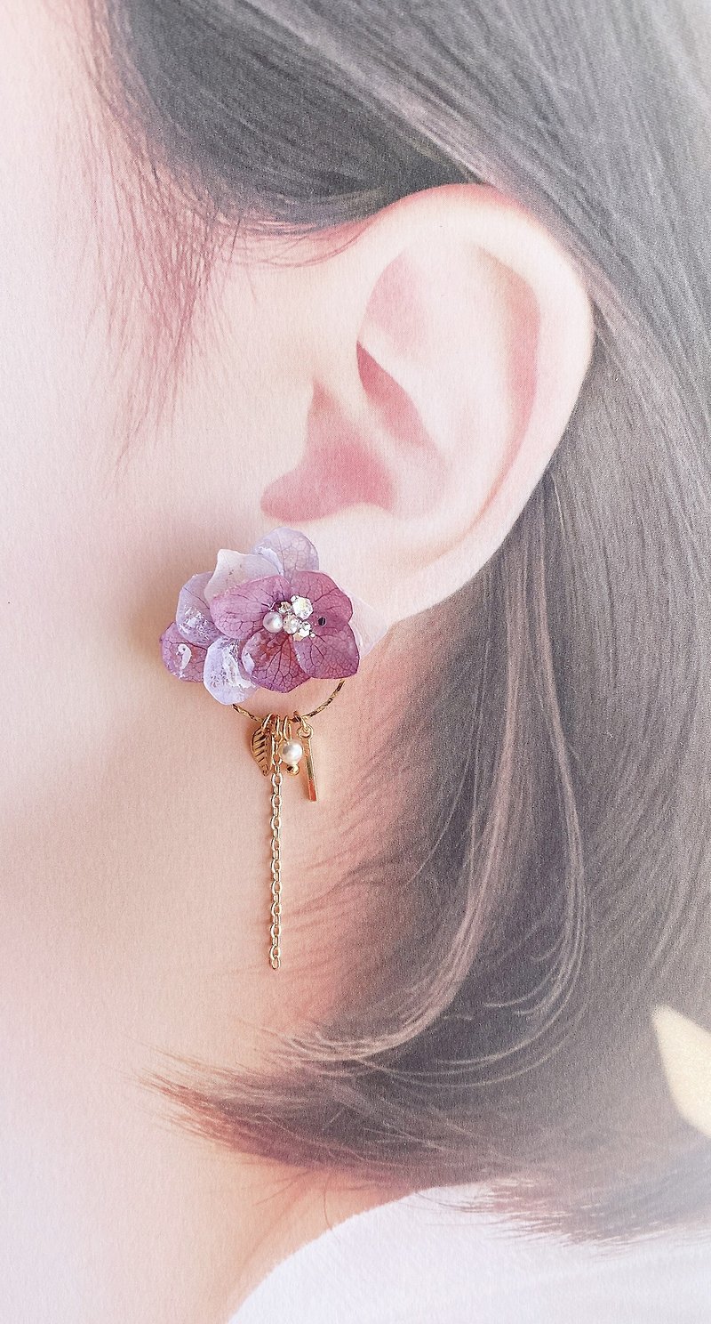 la lune - 耳环/耳夹 - 植物．花 紫色