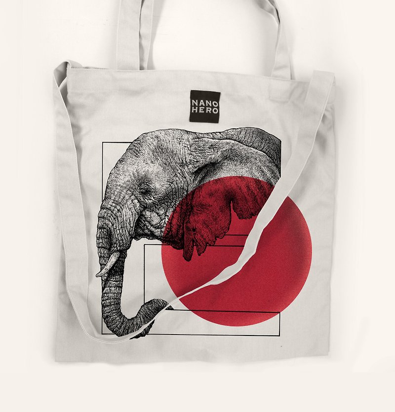 【hero-bag】动物字母帆布袋-日 - 手提包/手提袋 - 棉．麻 白色