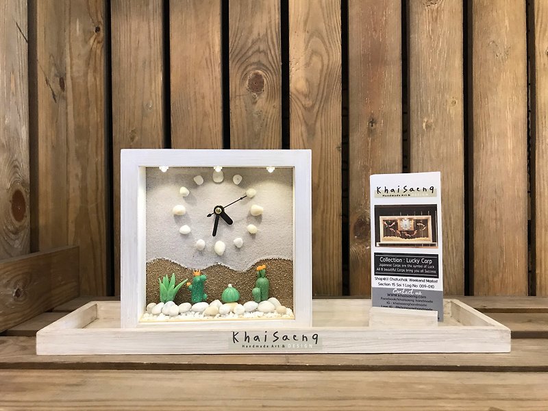 KHAISAENGHANDMADE wooden clock | Clay Cactus clock | 06606 - 时钟/闹钟 - 木头 白色