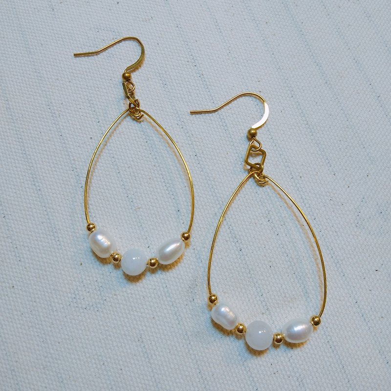 伴娘系列 耳环II  珍珠  月光石 可改耳夹 - 耳环/耳夹 - 珍珠 白色