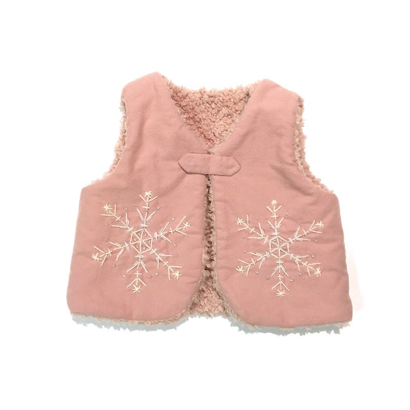 雪のベスト　スモークピンク - 童装上衣 - 棉．麻 粉红色
