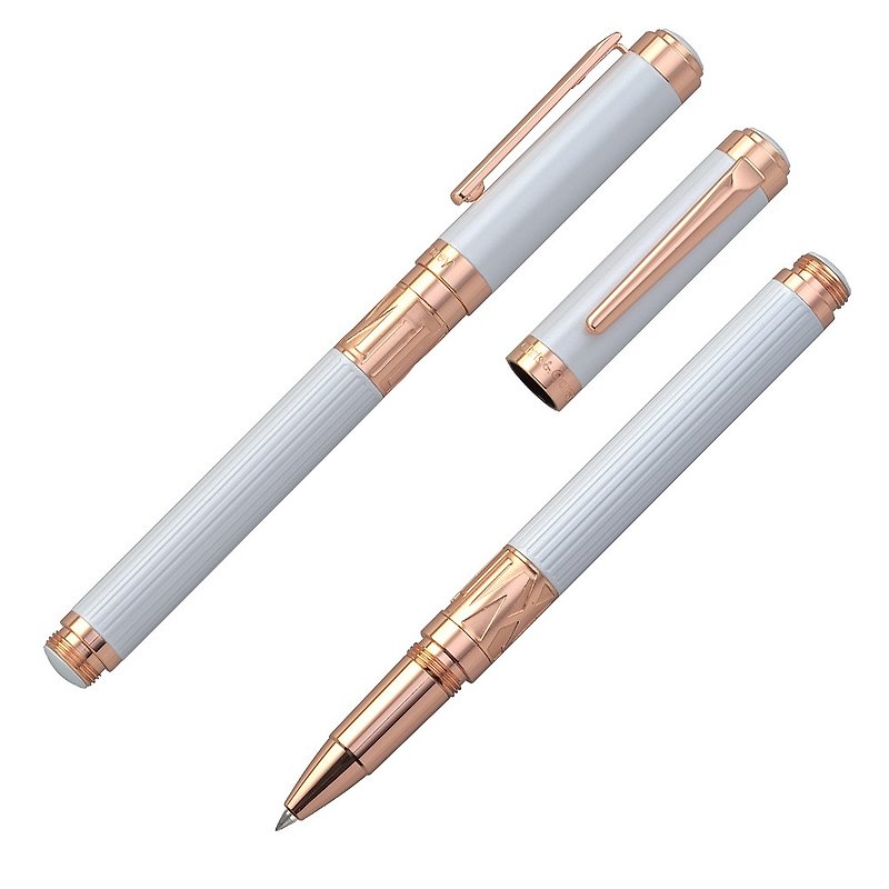 【Chris&Carey】Toki 时系列(赠刻字)/直线+素面珠光白钢珠笔TKRP-09 - 钢珠笔 - 其他金属 白色