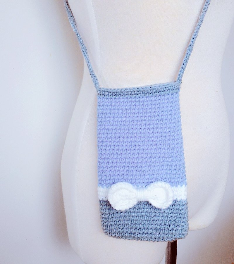不那么甜蝴蝶结手鈎牛奶棉手机袋/斜背包 - 侧背包/斜挎包 - 聚酯纤维 蓝色