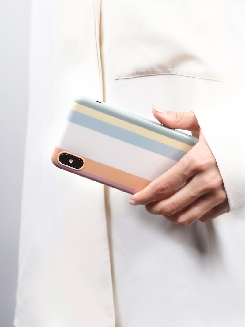 奶油条纹 莫蘭迪色系 iPhone 手机殼 全包光面软壳 - 手机壳/手机套 - 塑料 多色