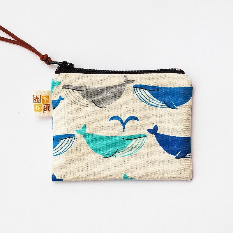鲸鱼喷水 扁型零钱袋 - 零钱包 - 纸 蓝色