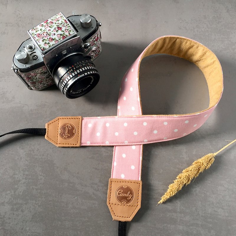 Pink  Polkadot Mirrorless or DSLR Camera Strap - 相机 - 棉．麻 粉红色