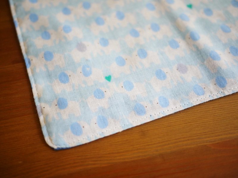日本二重纱手帕=小象亲亲=BABY蓝 - 手帕/方巾 - 棉．麻 蓝色