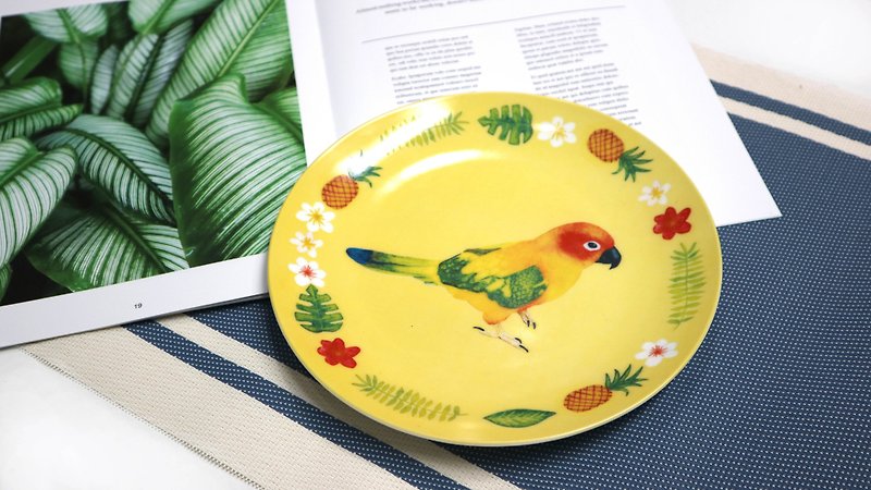 热带鹦鹉8寸骨瓷盘 - 盘子/餐盘/盘架 - 瓷 黄色