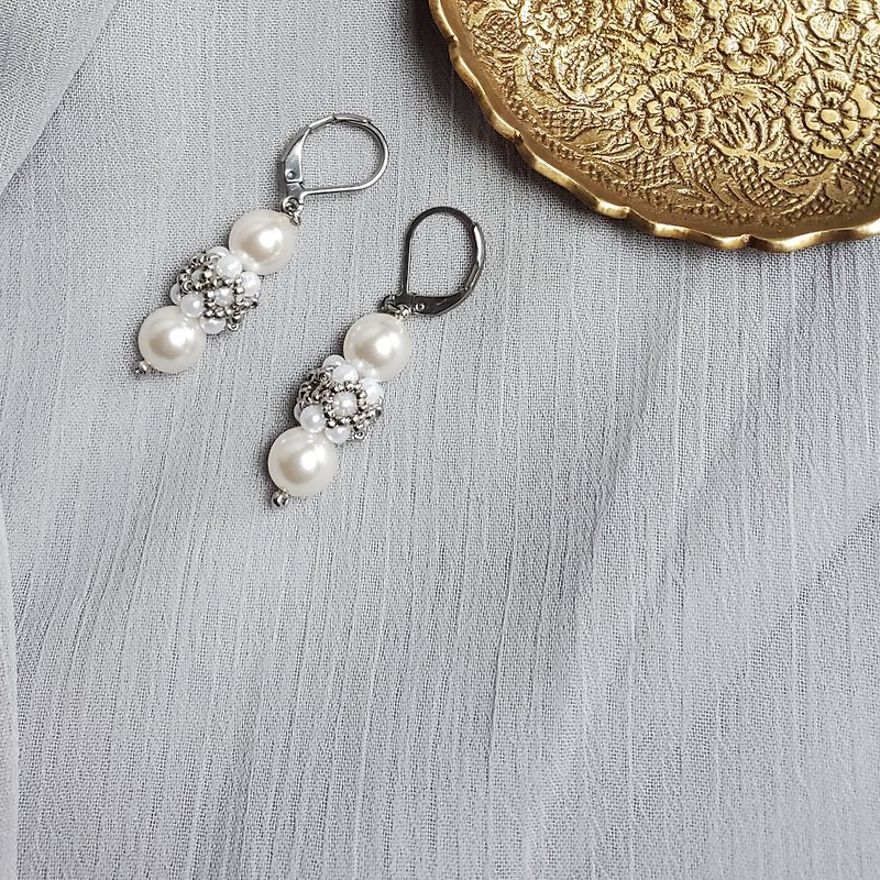史托亚珍珠复古耳环 - 耳环/耳夹 - 其他材质 银色