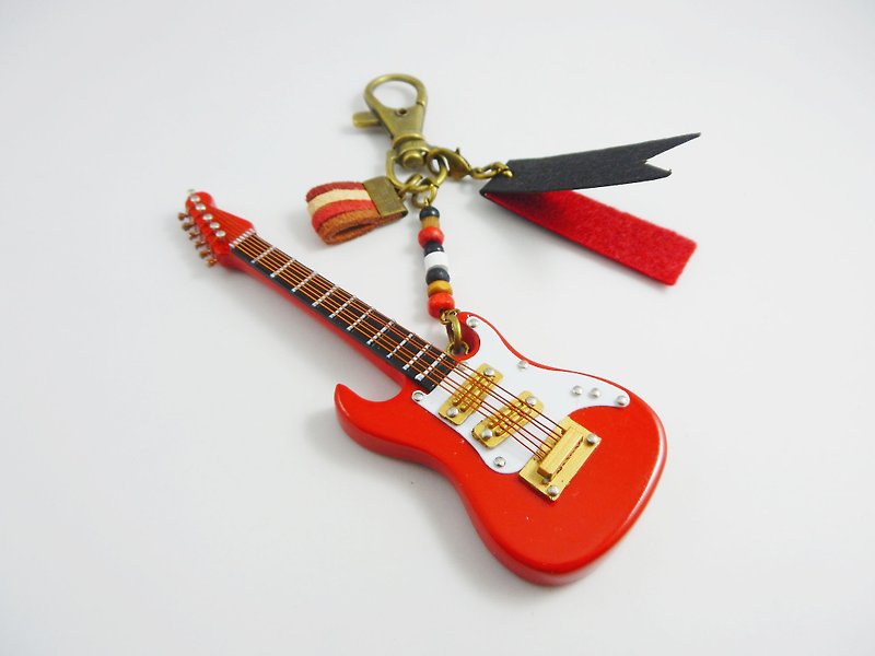 【红电吉他】electric guitar 质感迷你模型吊饰 包装配件定制 - 吊饰 - 木头 红色