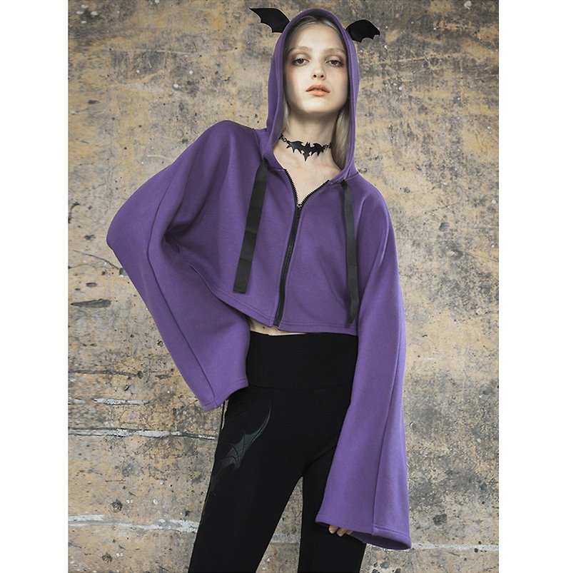 哥德蝙蝠巫帽短外套 - 多色 - 女装休闲/机能外套 - 其他材质 紫色
