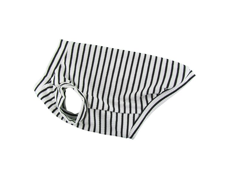 White & Black Stripe 4X2 Rib Knit Tank Top,Dog Apparel, Dog Fashion,  - 衣/帽 - 其他材质 白色
