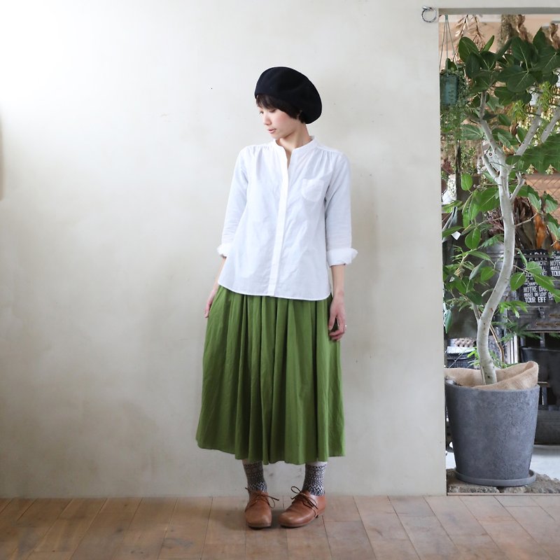 ゆるふわコットンスカート【グラスグリーン】 - 裙子 - 棉．麻 绿色