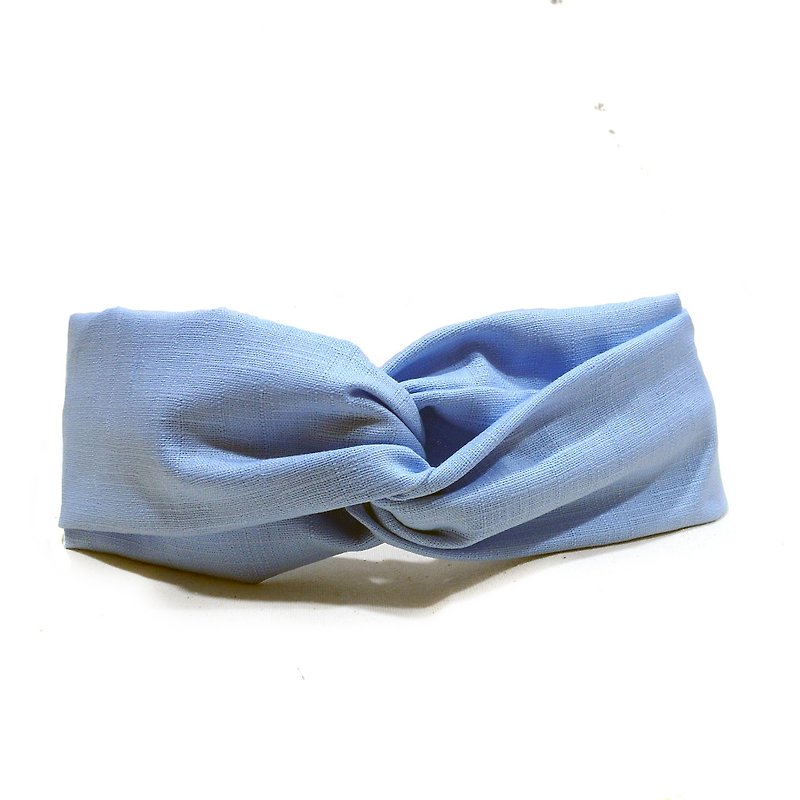 粉蓝乐园 素色款 交叉发带 - 发带/发箍 - 棉．麻 蓝色