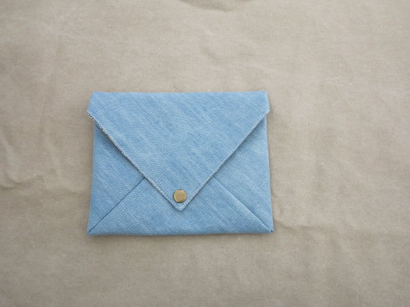 【信封包】收纳小袋 (浅牛仔) - 化妆包/杂物包 - 棉．麻 蓝色
