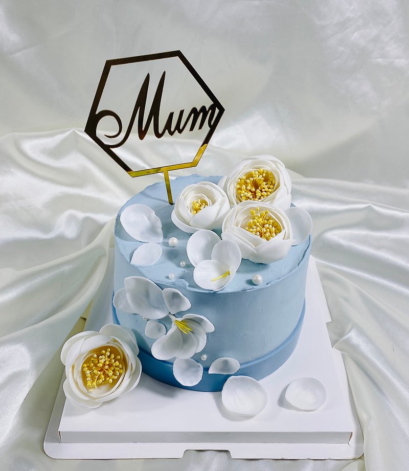 海棠白花蛋糕 生日蛋糕 定制 造型 翻糖 母亲节 6 8寸面交 - 蛋糕/甜点 - 新鲜食材 