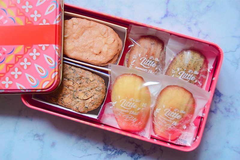 特制版礼盒 - (手工杏仁瓦片/玛德莲) - 手工饼干 - 新鲜食材 粉红色