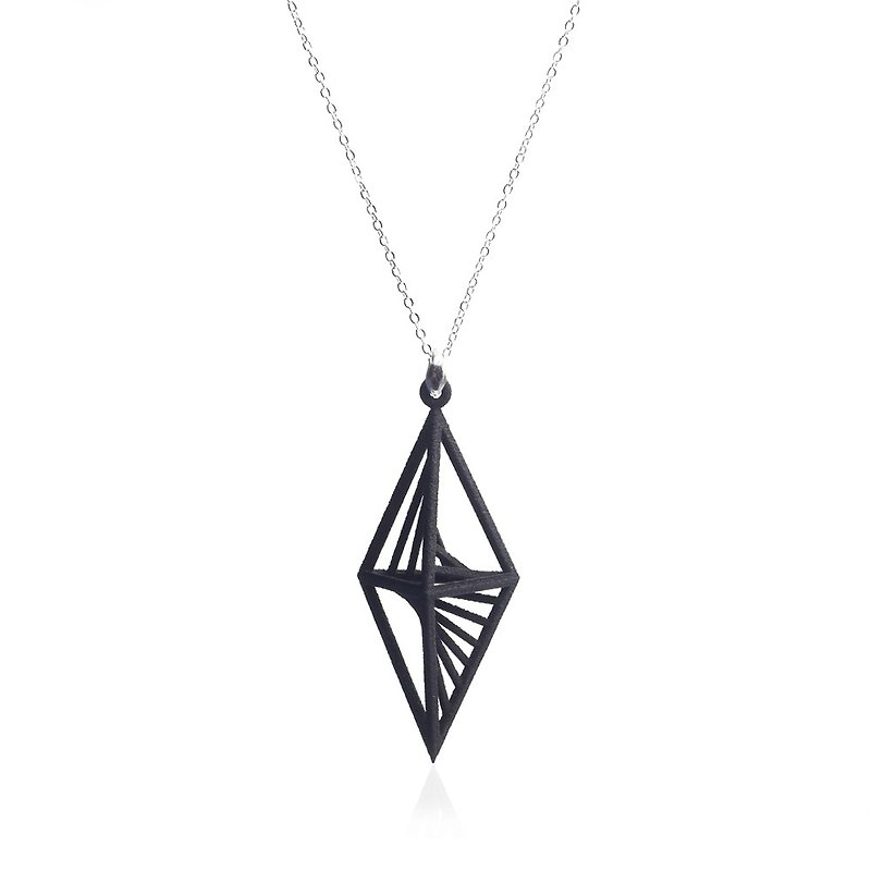【String Art】3D打印菱形几何项链 - 项链 - 其他金属 黑色
