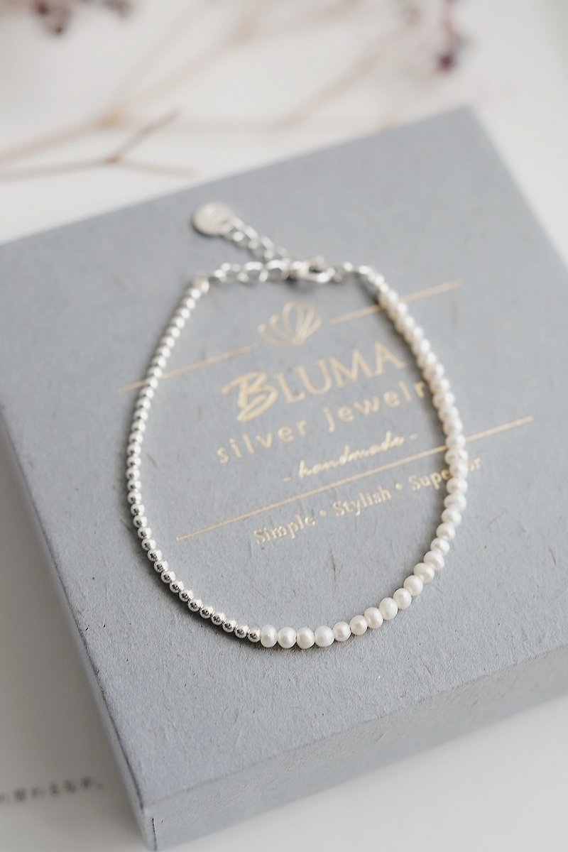 温蒂的珍珠纯银手链(淡水珍珠) | 母亲节礼物 珍珠手链 简约优雅 - 手链/手环 - 珍珠 白色