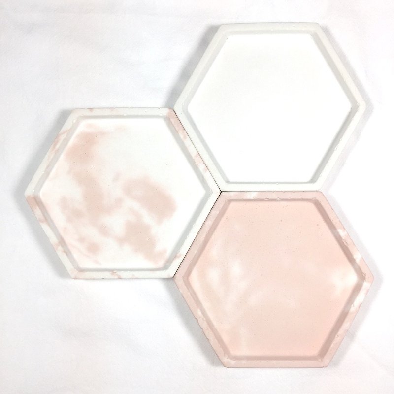 樱花系列 (粉红色水泥作品) - 水泥六角形置物碟 - 收纳用品 - 水泥 粉红色