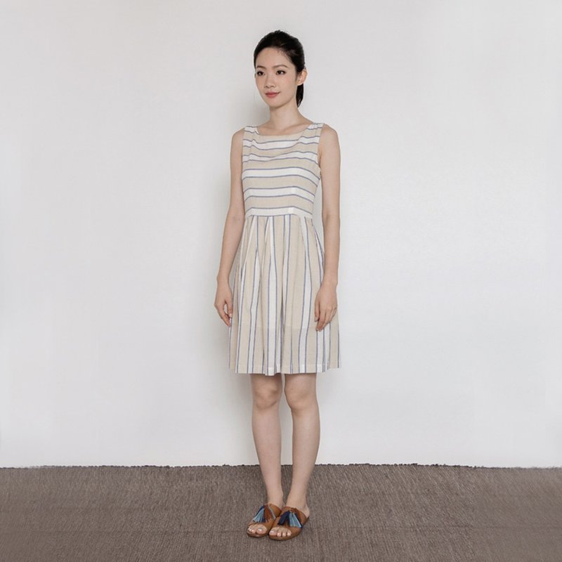 自在真我宽条纹洋装 Free The Soul Wide Stripe Dress - 洋装/连衣裙 - 棉．麻 多色