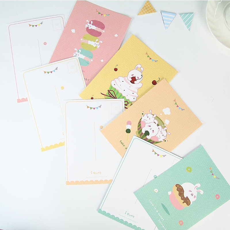 i mail明信片-兔子的少女胃系列(四款选择) -兔子 甜点 下午茶 祝福 礼物 卡片 蛋糕 - 卡片/明信片 - 纸 粉红色