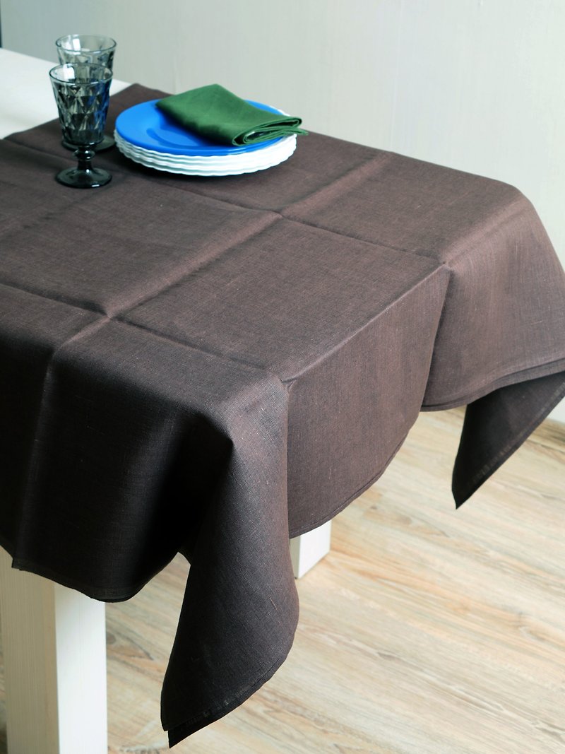 水洗麻壁纸 - 巧克力色布朗（144 x 200 厘米） - 餐垫/桌巾 - 亚麻 咖啡色