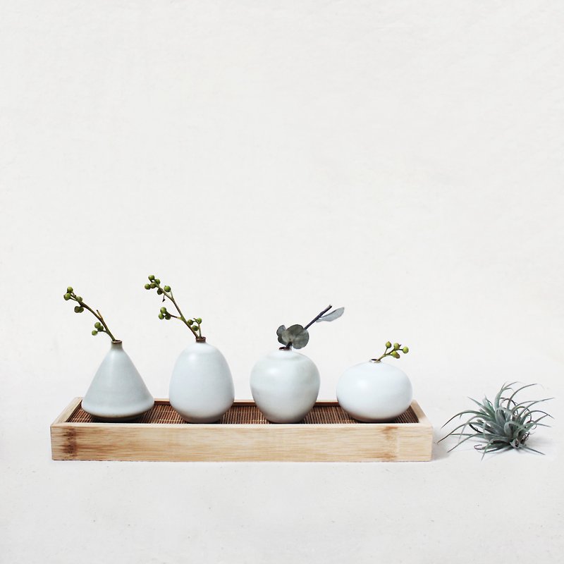 手工陶瓷迷你花器组合套 （白色） - 花瓶/陶器 - 陶 白色
