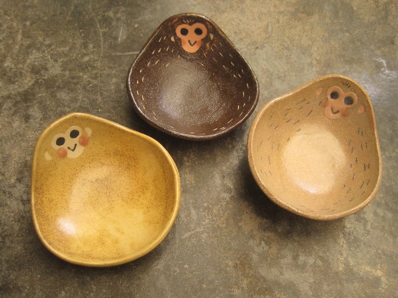 DoDo手作 动物造型碗-猴碗3件组(浅碗) - 碗 - 其他材质 咖啡色