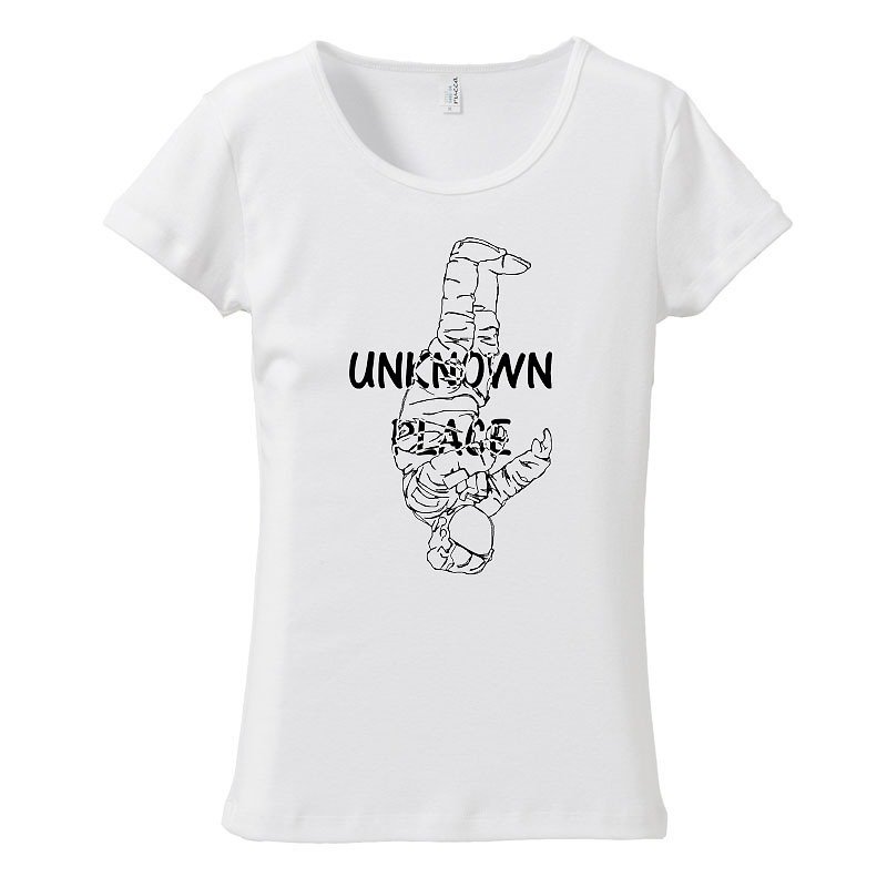 [レディースTシャツ] Unknown place (ブラック＆クローム) - 女装 T 恤 - 棉．麻 白色