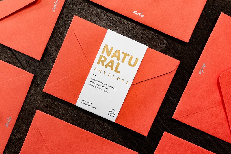 Natural 自然系列 / A6信封 / 橙色 / 活版印刷 - 信封/信纸 - 纸 红色