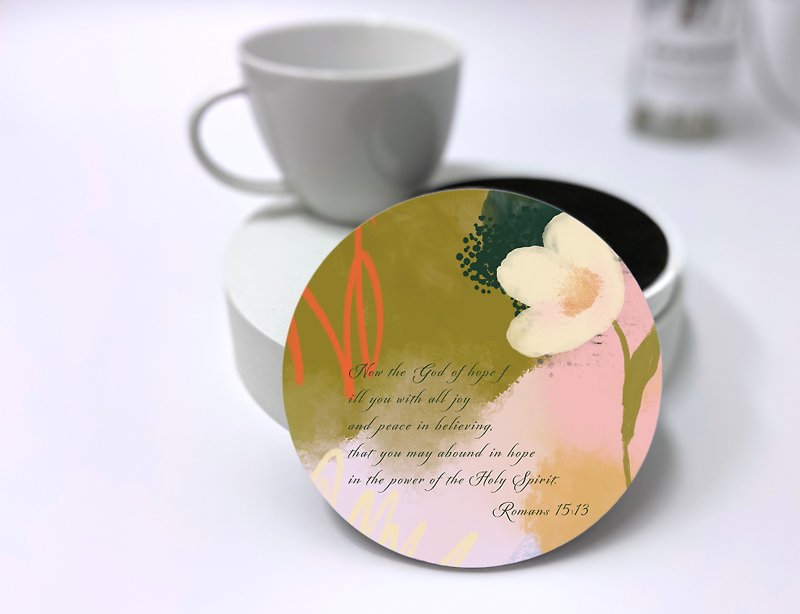 母亲节礼物—抽象花园陶瓷经文杯垫—黄花 - 杯垫 - 瓷 